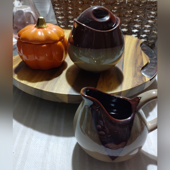 Vintage Collectible Sango Nova Brown Creamer & Sugar Bowl Set Glazed Pottery - Picture 4 of 9